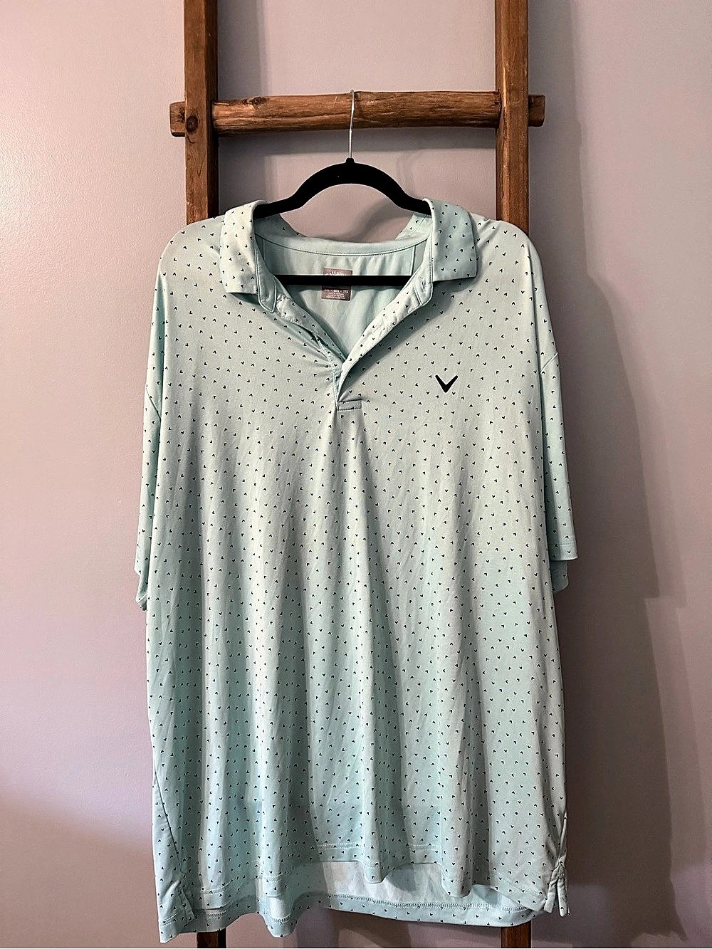 Callaway All-Over Mini Chevron Printed Golf Polo Green & White XXL